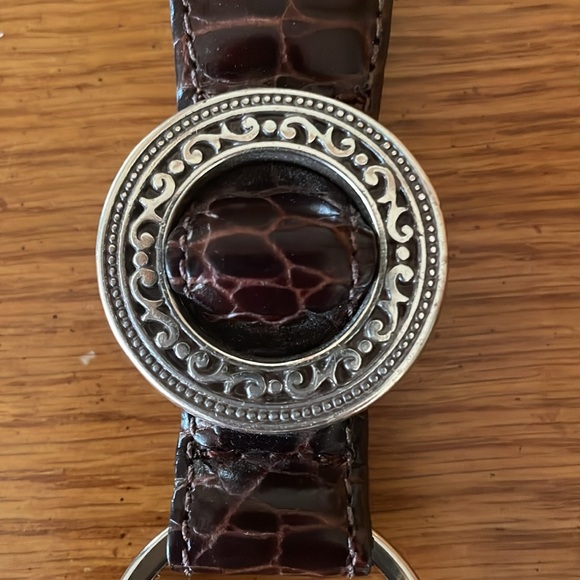Brighton Dark Brown Croco Double Key Fob/Ring - Picture 4 of 5
